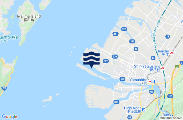 Mappa delle maree di Kaga Shima Yatsushiro Kai, Japan