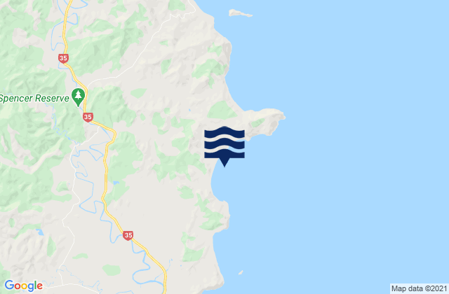 Mappa delle maree di Kaiaua Bay, New Zealand