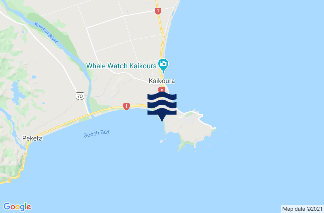 Mappa delle maree di Kaikoura, New Zealand