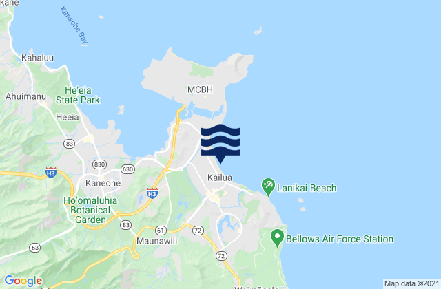 Mappa delle maree di Kailua Beach, United States