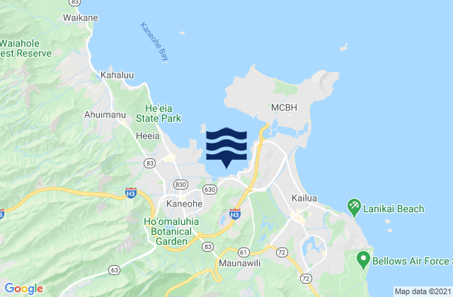 Mappa delle maree di Kailua, United States