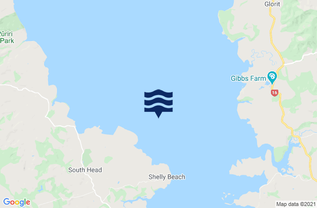 Mappa delle maree di Kaipara Harbour, New Zealand