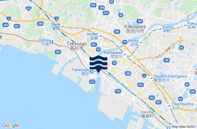 Mappa delle maree di Kakogawachō-honmachi, Japan