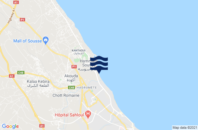 Mappa delle maree di Kalaa Sghira, Tunisia