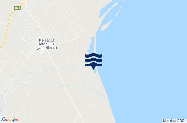 Mappa delle maree di Kalaat El Andalous, Tunisia