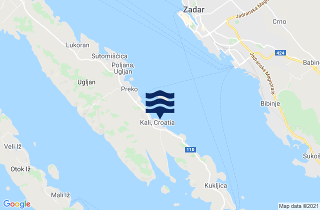 Mappa delle maree di Kali, Croatia