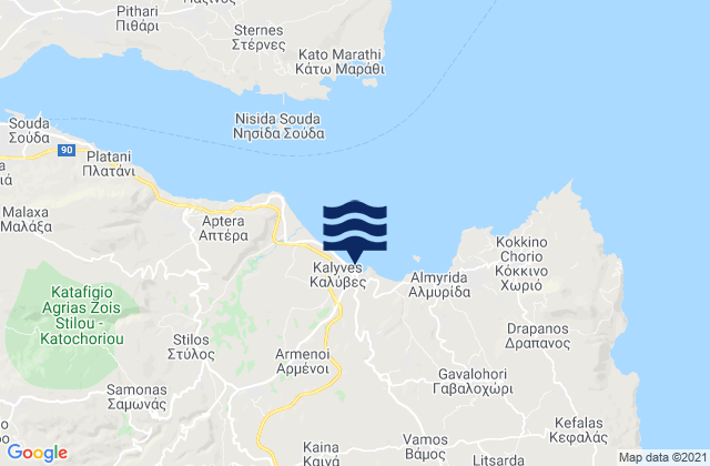 Mappa delle maree di Kalýves, Greece