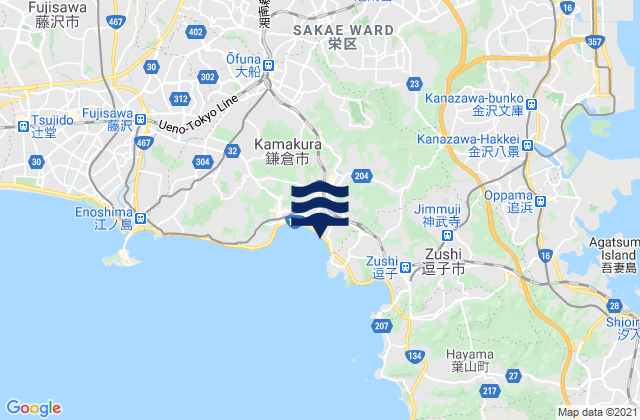 Mappa delle maree di Kamakura, Japan