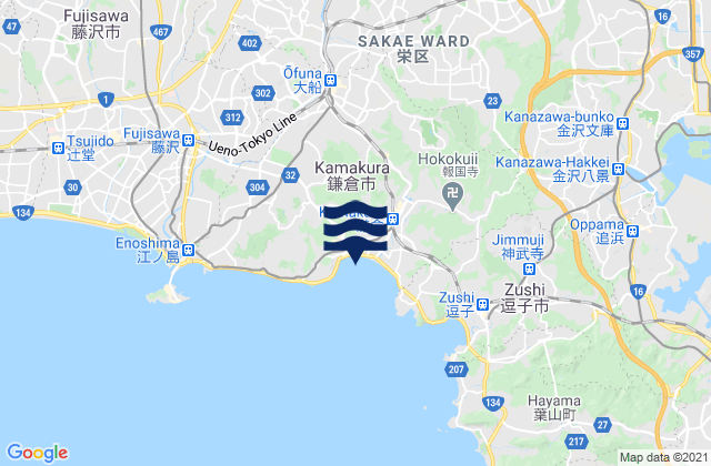 Mappa delle maree di Kamakura Shi, Japan