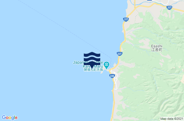 Mappa delle maree di Kamome Jima Yesashi Ko, Japan