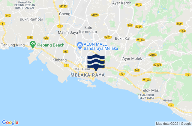 Mappa delle maree di Kampong Bukit Baru, Malaysia