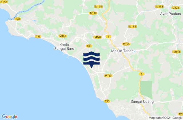 Mappa delle maree di Kampong Masjid Tanah, Malaysia