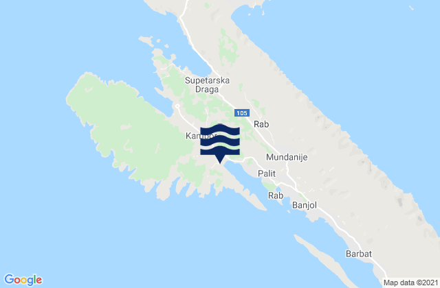 Mappa delle maree di Kampor, Croatia