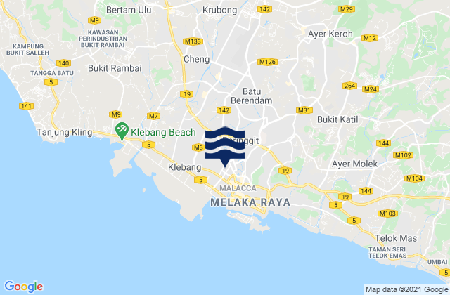 Mappa delle maree di Kampung Ayer Keroh, Malaysia