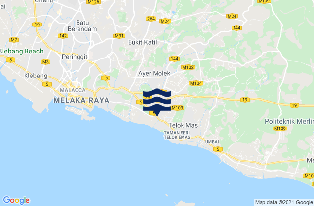 Mappa delle maree di Kampung Ayer Molek, Malaysia