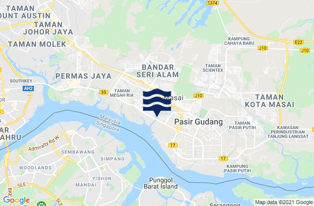 Mappa delle maree di Kampung Pasir Gudang Baru, Malaysia