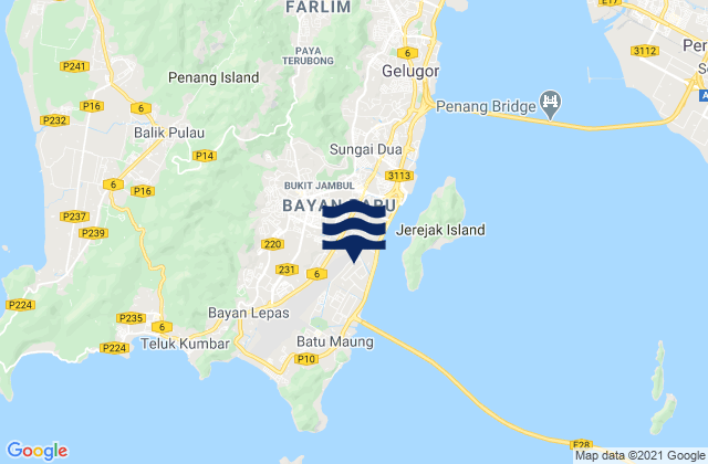 Mappa delle maree di Kampung Sungai Ara, Malaysia