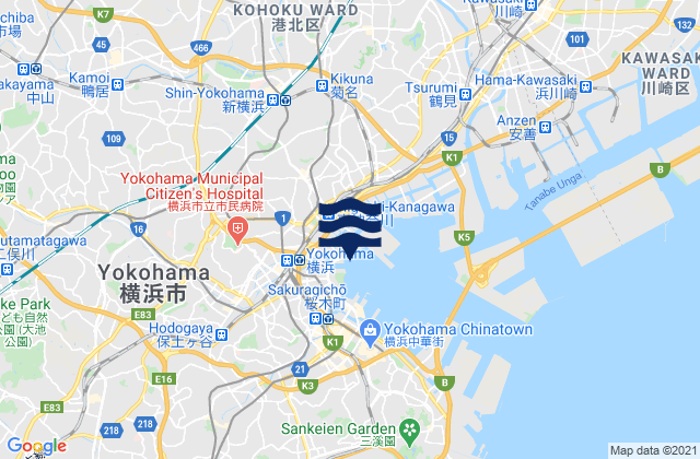Mappa delle maree di Kanagawa-ku, Japan