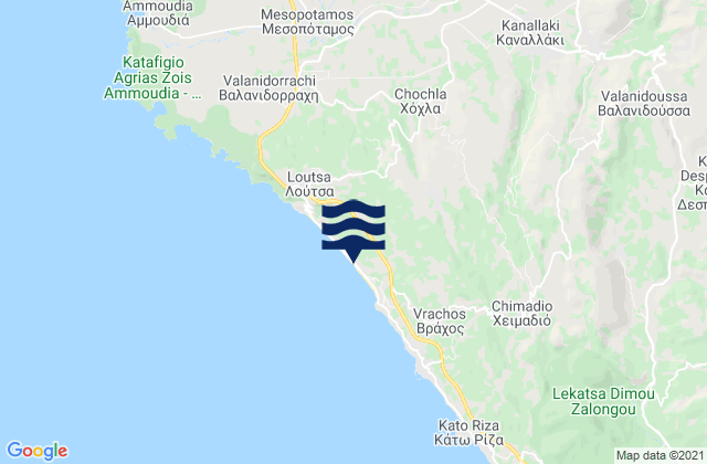 Mappa delle maree di Kanaláki, Greece