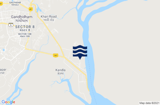 Mappa delle maree di Kandla Harbour, India