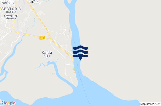 Mappa delle maree di Kandla, India