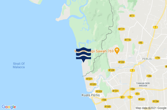 Mappa delle maree di Kangar, Malaysia