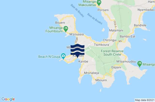 Mappa delle maree di Kani-Kéli, Mayotte