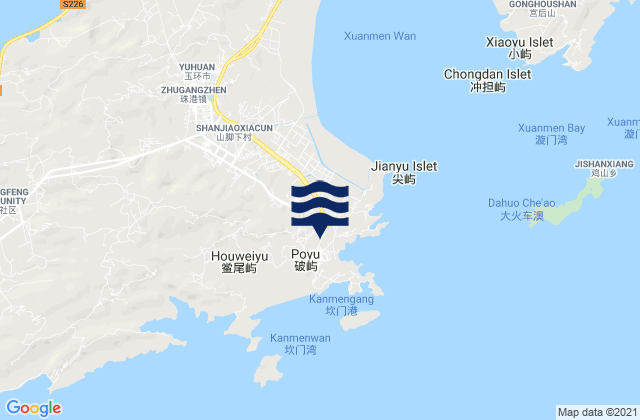 Mappa delle maree di Kanmen, China