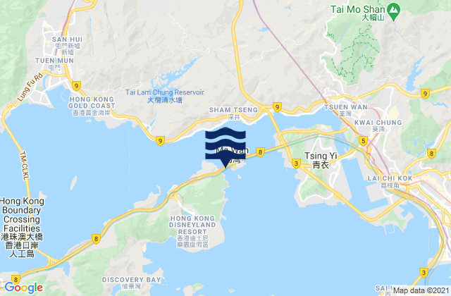 Mappa delle maree di Kap Shui Mun, Hong Kong