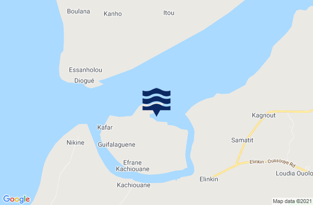 Mappa delle maree di Karabane Riviere Casamance, Senegal