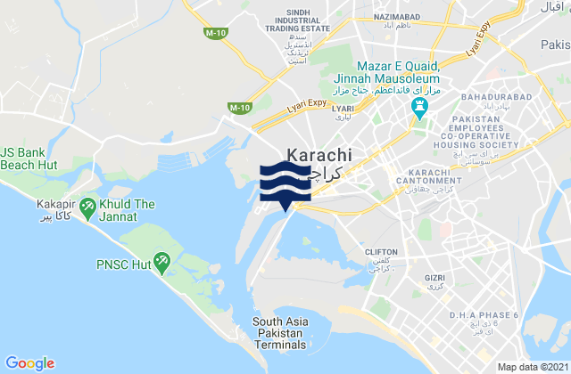 Mappa delle maree di Karachi, Pakistan