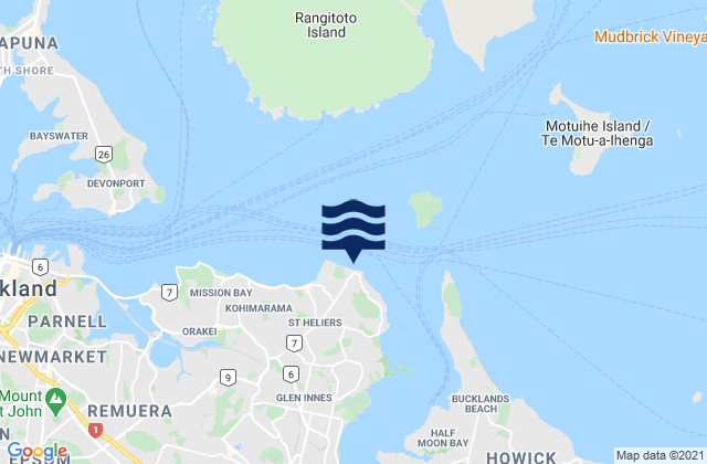 Mappa delle maree di Karaka Bay, New Zealand