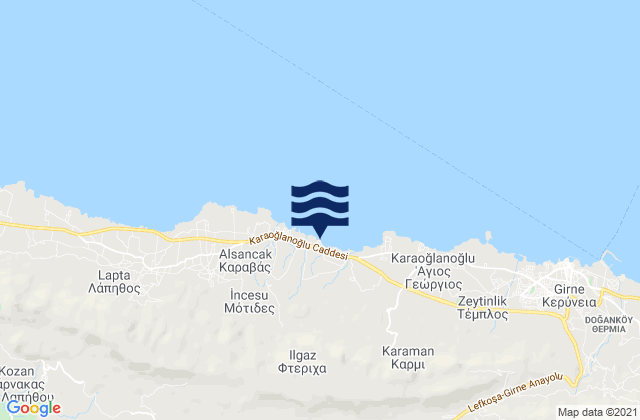 Mappa delle maree di Karavás, Cyprus