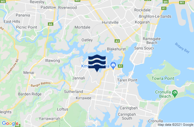 Mappa delle maree di Kareela, Australia