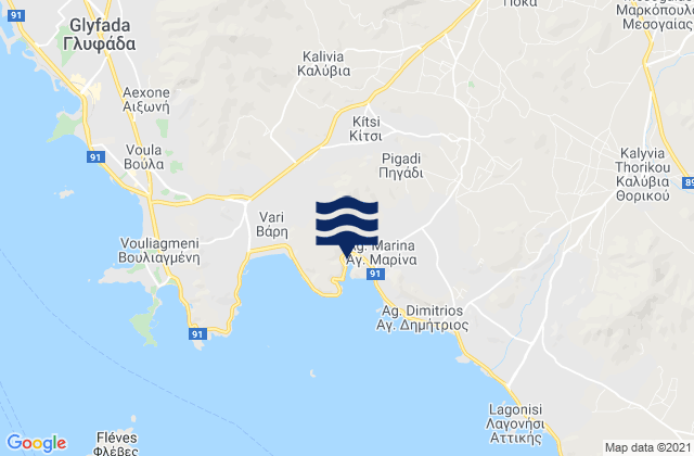 Mappa delle maree di Karellás, Greece