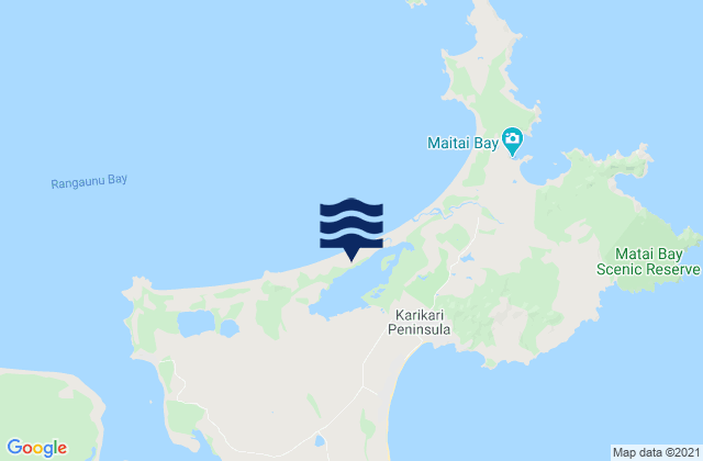 Mappa delle maree di Karikari Peninsula, New Zealand