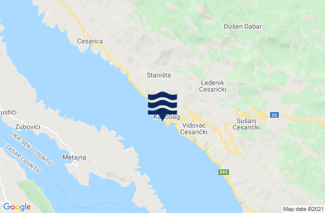 Mappa delle maree di Karlobag, Croatia