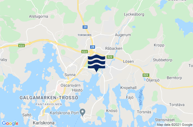 Mappa delle maree di Karlskrona Kommun, Sweden