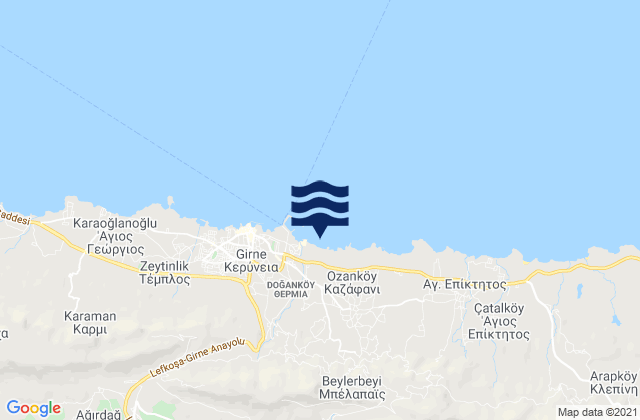 Mappa delle maree di Karákoumi, Cyprus