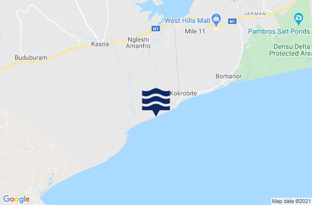 Mappa delle maree di Kasoa, Ghana