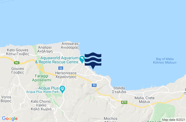 Mappa delle maree di Kastélli, Greece