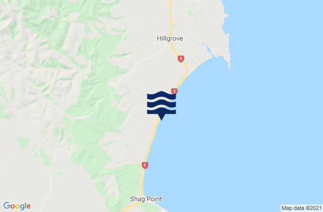 Mappa delle maree di Katiki Beach, New Zealand