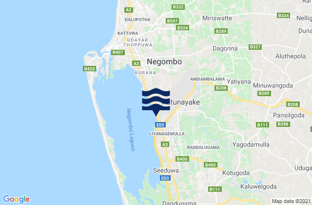 Mappa delle maree di Katunayaka, Sri Lanka