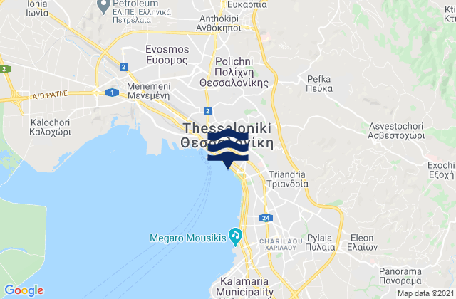 Mappa delle maree di Kavallári, Greece