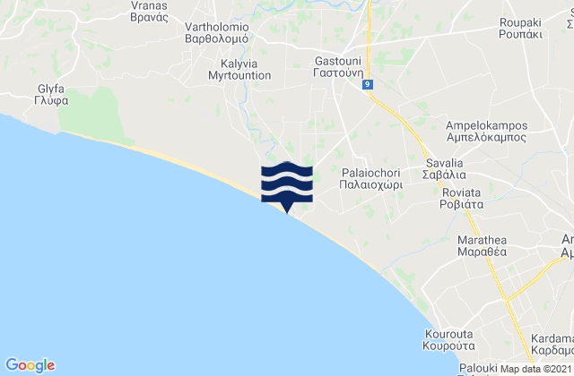 Mappa delle maree di Kavásila, Greece