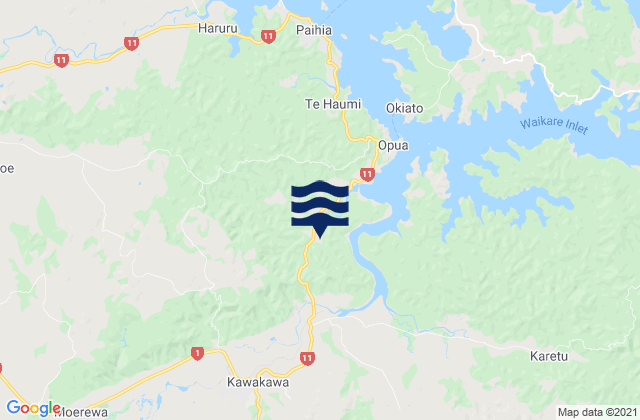 Mappa delle maree di Kawakawa, New Zealand