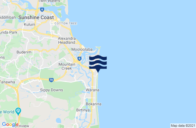 Mappa delle maree di Kawana Waters, Australia