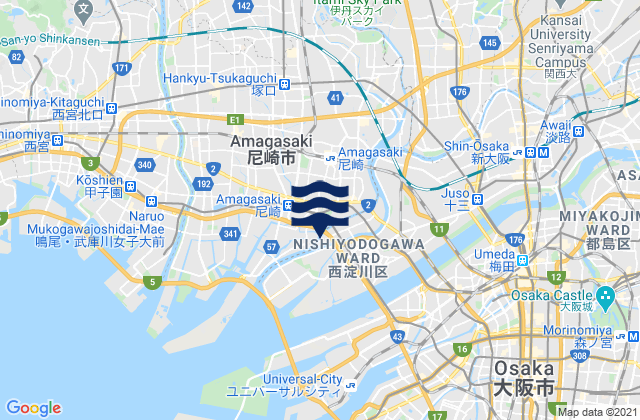 Mappa delle maree di Kawanishi, Japan