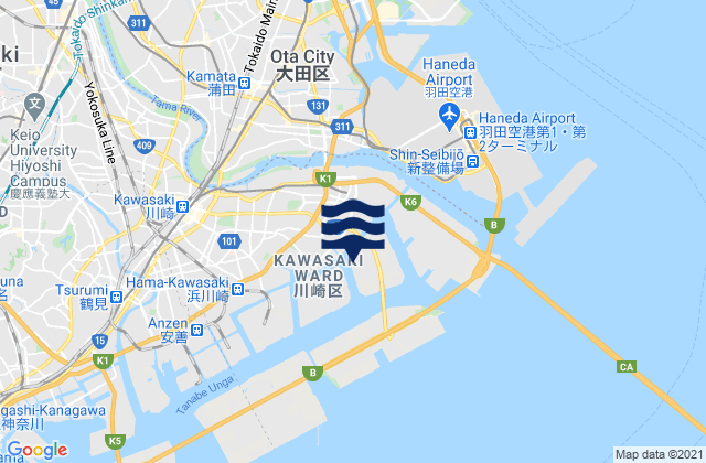 Mappa delle maree di Kawasaki (Siohama Unga), Japan