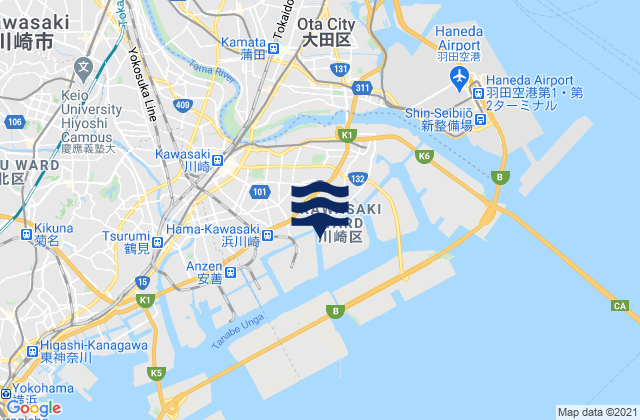 Mappa delle maree di Kawasaki, Japan